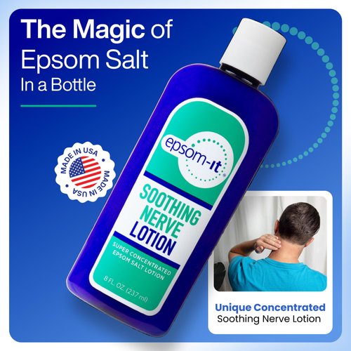 EPSOM-IT Soothing Nerve Lotion - Epsom Salt Magnesium Lotion, Topical Magnesium Cream with Capsaicin & Arnica for Sore Muscles, Restless Legs and Better Sleep, 8.0 oz.