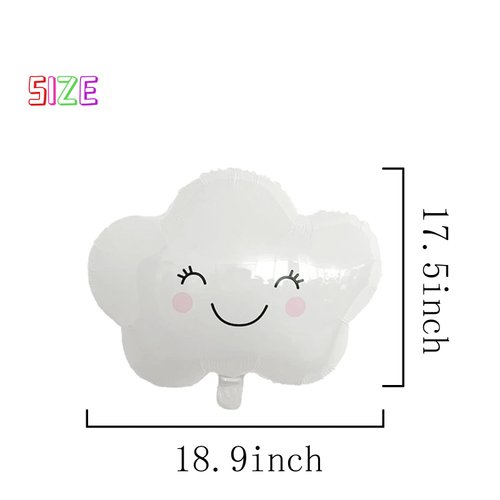 DIADARL White Cloud Balloons Smiling Face Cloud Shaped Foil Mylar Balloons for Baby Shower and Birthday Party Decorations Supplies (10Pcs)