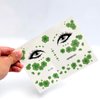 St. Patrick's Face Sticker Green Shamrock Face Gems Temporary Tattoos Sticker Clove Face Body Tattoos Party Makeup Self Adhesive St. Patrick's Day Holiday Festival Party Supplies 2pcs