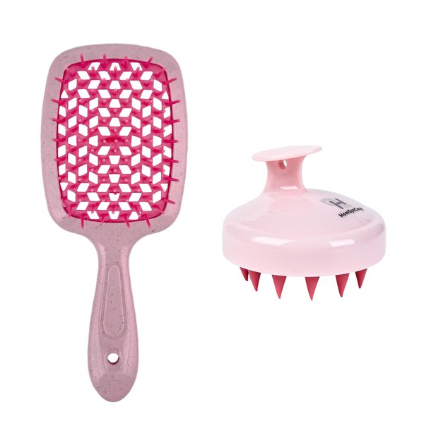 Pink Hair Brush,Silicone Hair Scrubber, Scalp Massager,Wet Brushes for Woman Man,Christmas Gift Silicone Brush,Hair Dryer