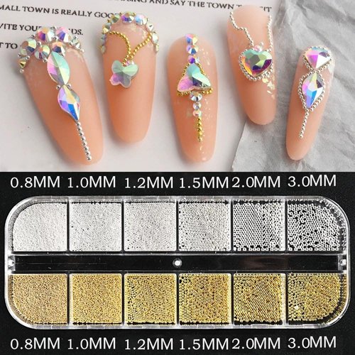 Sinikorya Gold and Silver 3D Caviar Beads for Nails, y2k Nail Charms, DIY Nail Art, Mobile Phone Cases, Wedding Dresses, Cards, Scrapbooks, Birthdays, Christmas Party Decorations