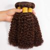 Dark Brown Kinky Curly Bundles Chocolate Curly Human Hair Bundles Color 4 Human Hair 16 18 20 inch 8a Grade Double Weft Brazilian Remy Hair Extensions Wet and Wavy Bundles Silky Soft
