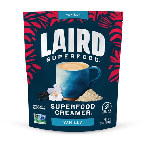 Laird Superfood Non-Dairy Original Superfood Vanilla Coconut Powder Coffee Creamer, Gluten Free, Non-GMO, Vegan, 16 oz. Bag, Pack of 1