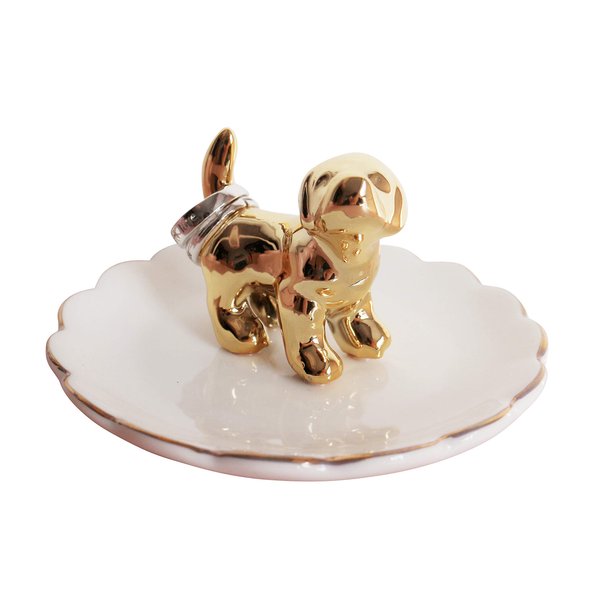 Luxury Porcelain Adorable Dog Ring Holder, Ceramic Jewelry Tray, Bracelets Plate, Dessert Dish - Perfect for Holding Small Jewelries, Rings, Necklaces, Earrings, Bracelets, Trinket etc.