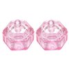GBSTORE 2 Pcs Glass Crystal Cup with Lid,Nail Art Acrylic Liquid Powder Dappen Dish Cups Bowl Glassware Tools,Pink