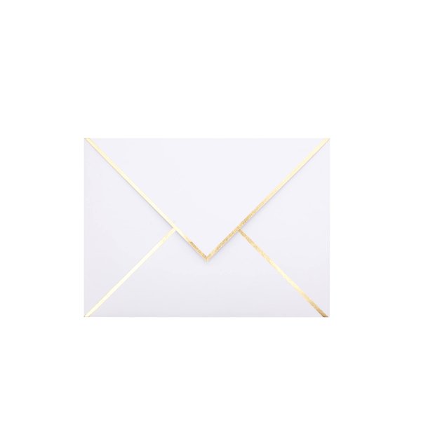 A7 Envelopes - 25-Pack V Flap Foil Border Luxury Mailing Envelopes for 5" x 7" Cards - for Wedding, Invitations, Baby Shower, Photos, Graduation, Birthday, Bridal Shower - 5.25" x 7.25" (White)