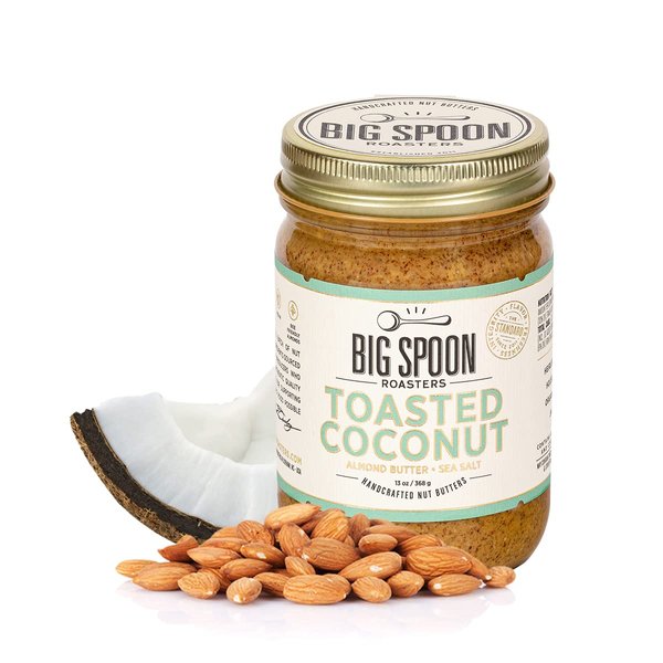 Big Spoon Roasters Toasted Coconut Almond Butter w/Sea Salt - Keto Friendly, Low Sugar Almond Butter - Crunchy Almond Butter w/Bee-Friendly Almonds - Gourmet, Vegan Almond Nut Butter - 13 Ounces