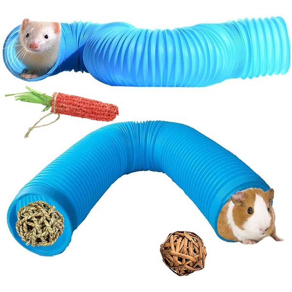 Collapsible Pet Tunnel, 2 PCS Hamster Fun Plastic Tunnels, Foldable Hideaway Exercising Training Tube Toys for Dwarf Hamster, Guinea Pig, Gerbil, Mouse, Rat and Ferrets