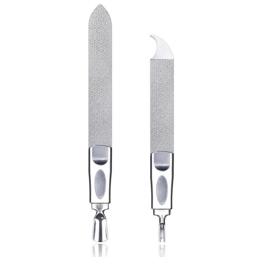 VOGARB Metal Nail File for Natural Nails,2 Pack Set Double Ended Double Sided Emery Board for Fingernail and Thick Toe Nails,Professional manicure Pedicure kit