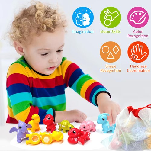 CALSPY Dinosaur Alphabet Learning Toys for Toddlers,26 PCS Montessori Educational Preschool Set,Double Sided ABC Uppercase and Lowercase Fine Motor Skills Toys,Presents for Girls and Boys Ages 3+