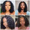 ZZMDS 16 Inch 13x4 Bob Wig Human Hair Deep Curly Wave Glueless Wigs Human Hair Lace Front Wigs Pre Plucked with Baby Hair Natural Hairline for Black Women with Baby Hair