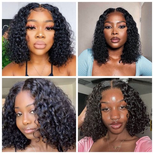 ZZMDS 16 Inch 13x4 Bob Wig Human Hair Deep Curly Wave Glueless Wigs Human Hair Lace Front Wigs Pre Plucked with Baby Hair Natural Hairline for Black Women with Baby Hair