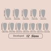 Medium Almond Press on Nails Matte Fake Nails With White & Glitter Line Designs Glitter False Nails White Full Cover Stick on Nails Acrylic Artificial Nails for Women Girls Glue on Nails 24Pcs