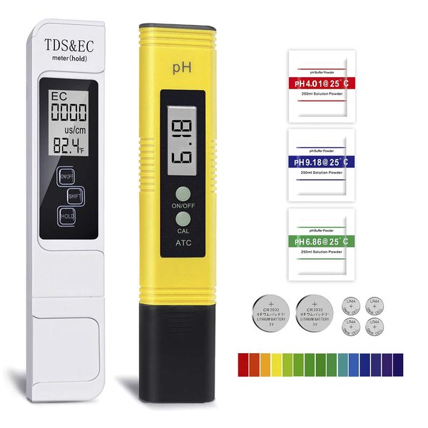 GuDoQi PH Meter, TDS Meter Combo, Pool Water Test Kit, PH Tester Digital, PPM Meter, 0.01 Resolution TDS PH EC Temperature 4 in 1 Set for Drinking Water, Hydroponics, RO system, Aquarium, Swimming