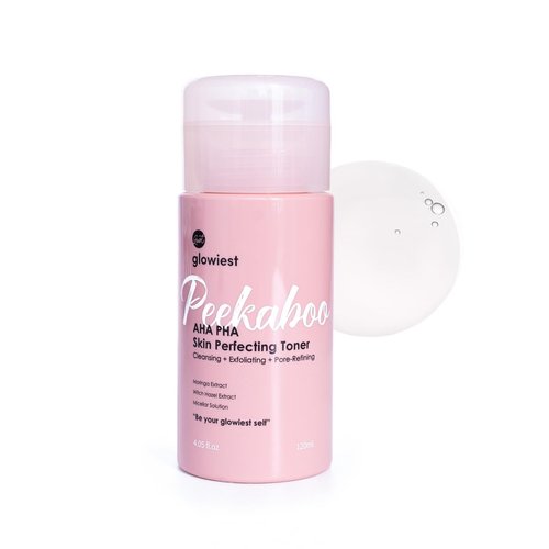 glowiest AHA PHA Skinperfecting Peekaboo Toner - Cleansing, Exfoliating, Pore Refining, Hydrating l Witch Hazel Toner (4.05 fl.oz.)