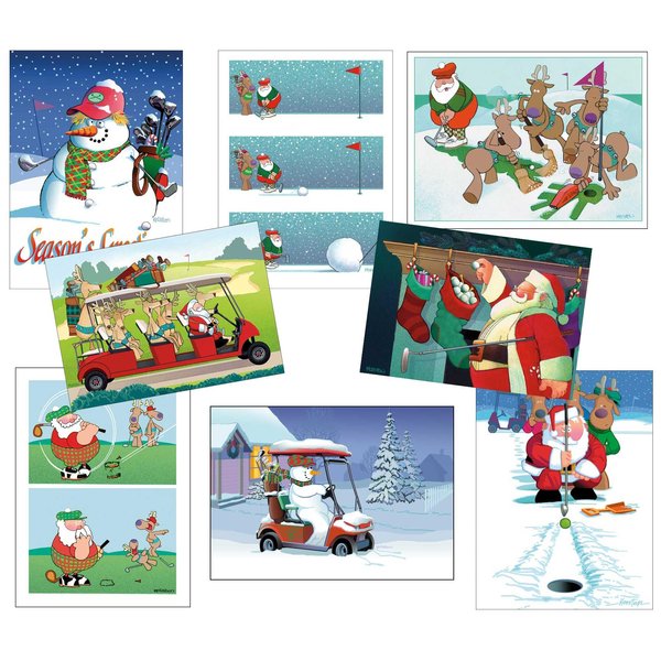 Stonehouse Collection Box Set of Golf Christmas Card Variety Pack 24 Cards & Envelopes - Funny Holiday Golf Cards