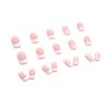 BABALAL Square Press on Nails Medium Fake Nails Pink White French Glue on Nails Squoval Acrylic Nails 3d Flower Rhinestones Stick on Nails for Women and Girls