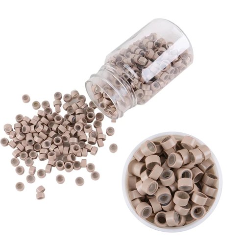 1000 Silicone Micro Link Rings 5mm Lined Beads Deadlocks for Hair Extensions Tool (1000Pcs(Pack of 1) (500Pcs, Gray)