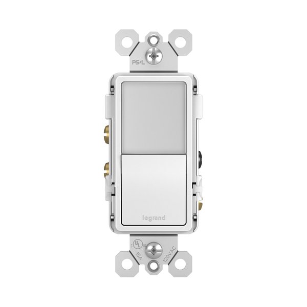 Legrand radiant NTL873WCC6 15 Amp Combination Adjustable LED Night Light and 3-Way Decorator Rocker Switch for Hallways or Kids Bedrooms, White (1 Count)