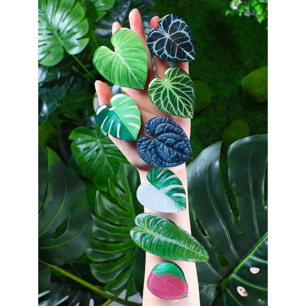 8 Pcs Tropical Leaves Phone Holder Green Plant Cell Phone Grip Holder Monstera Philodendron Anthurium Phone Sockets Cute Phone Finger Collapsible Expanding Kickstand Holder for Smartphone and Tablets