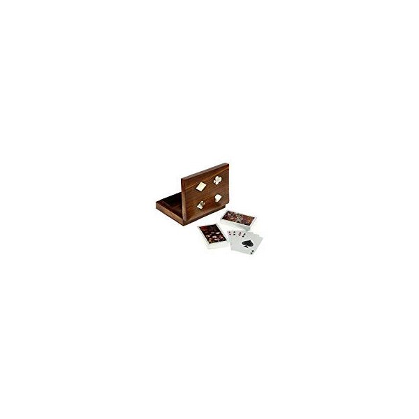 Indian Glance Double Deck Playing Card Holder Box Tray Case Wood - Playing Cards Storage Box Case - Gifts for Men | Seniors | Women Birthday