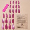 Cat Eye Press on Nails Medium Almond SWEKKE Fake Nails Pink Full Cover Solid Color Glue on Nails Flash Pink Glossy False Nails with Nail Glue Acrylic Manicure Artificial Nails for Women Girls 24Pcs