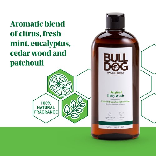 BULLDOG Mens Skincare and Grooming Body Wash, Original, 16.9 Fluid Ounce