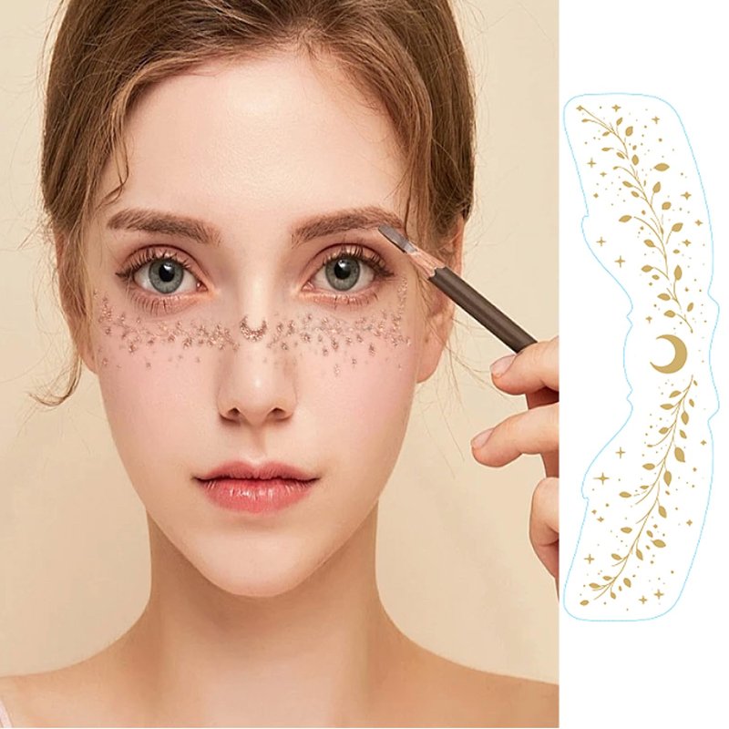 Glitter Freckles Face Tattoo, Glitter Freckles for Face, 6 pcs Gold ...