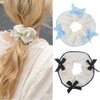 Bow Hair Scrunchies Ponytail Holders for Women Girls Silk Elastic Hair Ties for Women Satin Hair Tie for Women Thick Hair Ties for Women Long Hair Soft Human Hair Scrunchie Accessories for Girls 2pcs