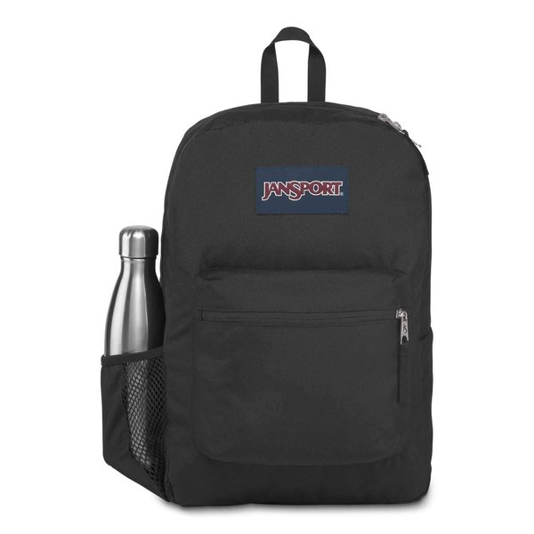 JanSport Cross Town Backpack - Travel, or Work Bookbag with Water Bottle Pocket, Black