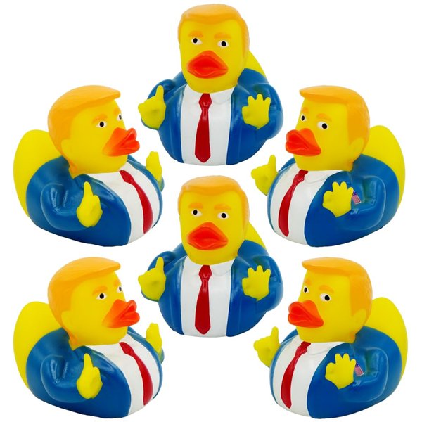 6 Donald Trump Rubber Ducks Bulk - 6 Pack Small 2.3 Inch, Trump Rubber Duckies Great for Jeep Ducking, Trump 2024 Gifts, Bath Tub Toys, Christmas White Elephant Gift for Adults by 4E's Novelty