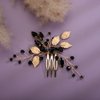 JWICOS Leaves Crystal Bride Wedding Hair Comb Hair Accessories with Beaded Bridal Hair Accessories for Brides and Bridesmaids (Gold Black)