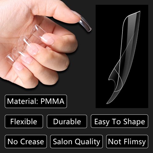 Laza 600pcs Medium Length Duck Nail Tips 12 Sizes Box-packed Clear Duck Nails Half Cover Wide Nail Tips French False Nail Tips for Acrylic Nails Extension Tips — 28MM