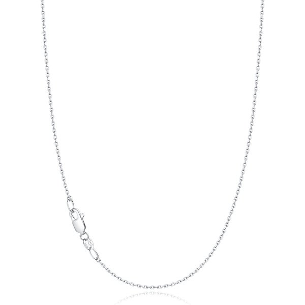 Jewlpire Solid 925 Sterling Silver Chain Necklace for Women Girls, 1.1mm Cable Chain Silver Chain for Women Shiny & Sturdy Women's Chain Necklaces, 16 Inches