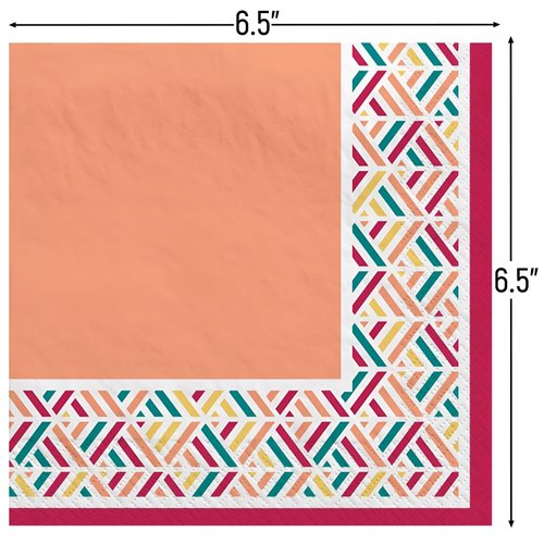 Vibrant Multicolor Paper Boho Picnic Luncheon Napkins - 6.5" x 6.5" (Pack of 16) - Unique Design, Eco-Friendly & Durable Napkins - Perfect for Summer Events & Outdoor Gatherings