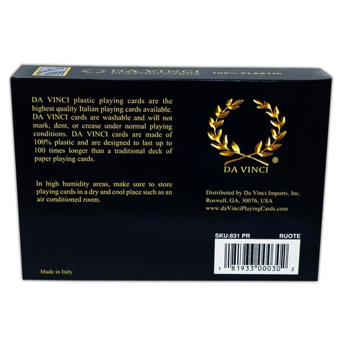 DA VINCI Ruote, Italian 100% Plastic Playing Cards, 2-Deck Poker Size Set, Regular Index, w/2 Cut Cards