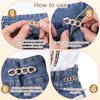 4PCS Reusable Pant Clips for Waist Tightener, Gold Jean Clips to Tighten Waist No-Sewing Pant Tightener Metal Button Pins for Loose Jeans