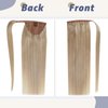 LaaVoo Ponytail Extension Human Hair Light Gloden Blonde Highlighted Bleach Blonde Ponytail Hair Extensions Blonde Highlights Remy Human Hair Ponytail Extensions Straight 12 Inch 70 Gram