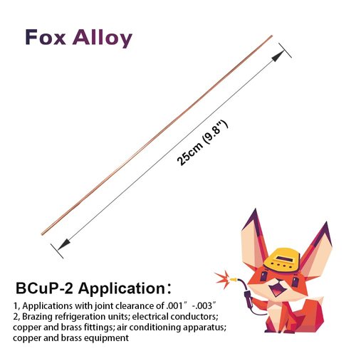 Fox Alloy 20pcs Copper Brazing Rods BCuP-2 (5/64") 2mm Phosphorus Round Self Fluxing Welding Brass Brazing Rod Sticks TIG Arc Pipes for Air Conditioner Refrigerators Pipe Gas (Bcup-2 20PCS)