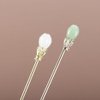 Pokinge 2pcs Chinese Style Hanfu Ornament Hair Stick,Elegant Imitation Jade Hair Fork for Women,Alloy Hair Clasp Style Tool,Retro Cheongsam Coiffure Headdress