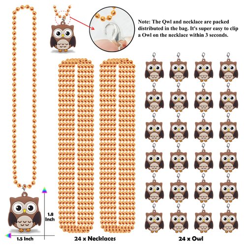 CiciBear 24 Pack Owl Necklace Party Favors with Mardi Gras Beads for Forest Friends Woodland Animals, Party Favors, Home Decorations, Birthday Celebrations