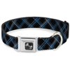 Buckle-Down Seatbelt Buckle Dog Collar - Plaid Black/Turquoise/Gray - 1.5" Wide - Fits 13-18" Neck - Small