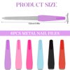 6 Pcs Metal Nail File Double Sided Grit Fingernails Filers Stainless Steel Natural Finger Nail Filers Nail Emery Boards Tool Accessories for Home Salon Shaping Styling Gel and Acrylic Nails
