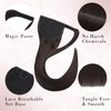 SEGO Pro Ponytail Extensions Human Hair Long Straight Ponytail Hair Extensions with Magic Paste Wrap Around Clip in Ponytail Extensions Real Human Hair,14inch #2 Dark Brown,80g