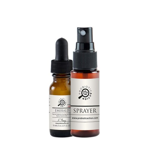 Probiotic Action® EMERALD Sprayable Probiotic for Acne Treatment - Concentrated - 45 -days supply - Repairs and Rejuvenates Damaged Skin Promoting Good Skin Health. Toner – 0.5 Fl Oz.
