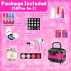 Hollyhi 58 Pcs Kids Makeup Kit for Girl, Princess Toys Real Washable Cosmetic Set with Mirror, Kids Makeup Sets for Girls, Play Make Up Birthday Gifts for 3 4 5 6 7 8 9 10 11 12 Years Old Kid (Rose)
