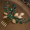 BERYUAN Gold Hair Accessories Green Hair Accessories Emerald Hair Accessories Emerald Green Hair Accessories Decorative Hair Combs Bridal Hair Comb Wedding headpiece for Bride