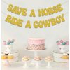 KEWUFD Save a Horse Ride a Cowboy Banner, Bachelorette Party Decorations For Girls, Engagement/Wedding for Western Theme Bridal Shower Party Supplies Gold Glitter