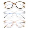 COASION Blue Light Blocking Glasses for Women Vintage Round Anti Blue Ray Computer Game Eyeglasses 3 Pack (Tortoise/Gold + Transparent/Silver + Clear Pink/Gold)