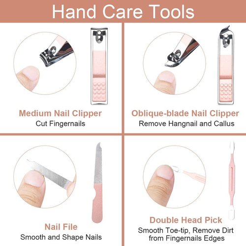 AOMIG Nail Clippers Set, 7 pcs Professional Portable Manicure Kit, Eyebrow Grooming Face Hair Clippers, Stainless Steel Nail Care Tools with Luxurious Leather Case for Travel & Home